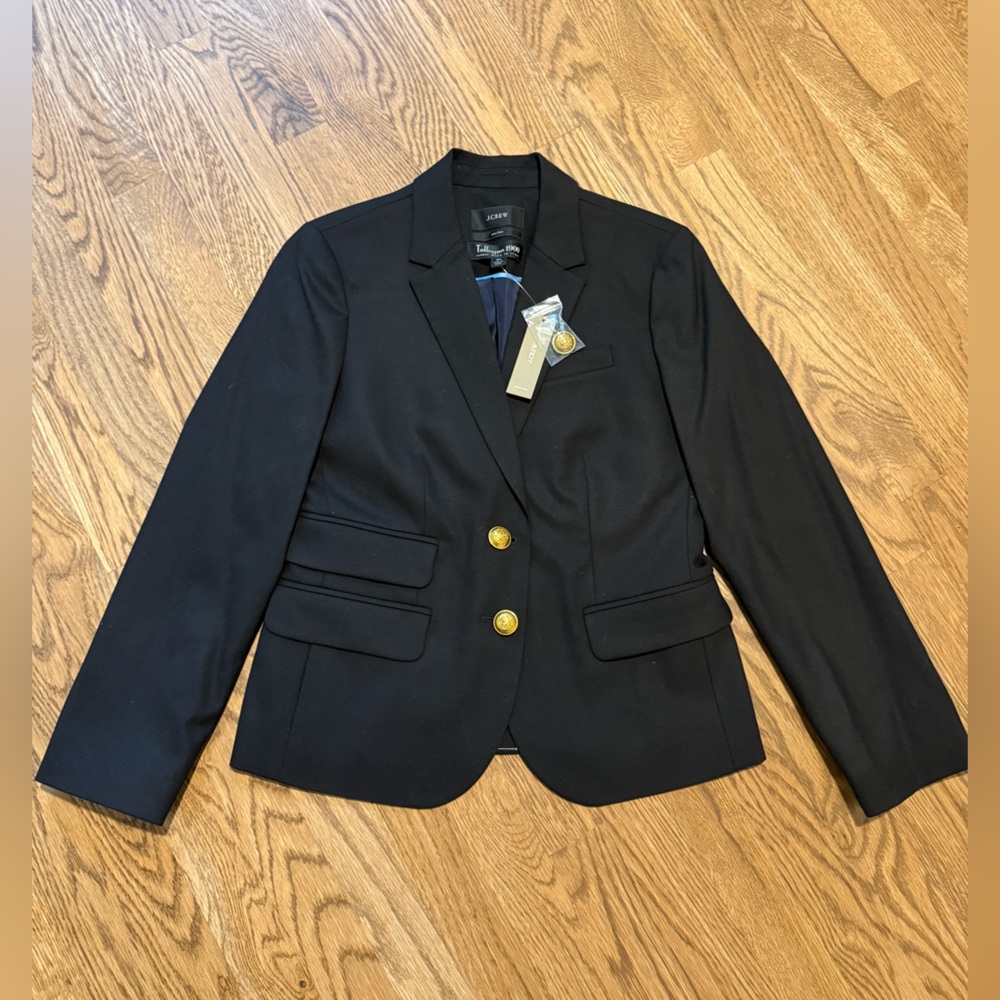 NWT J.Crew “Dalton” blazer. Size petite 4. Color black.